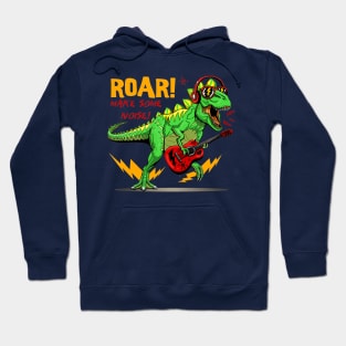 crazy t rex dinosaur rocking guitar Hoodie